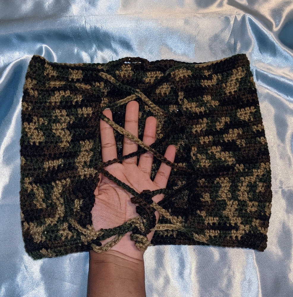 Crochet Camo print tube top